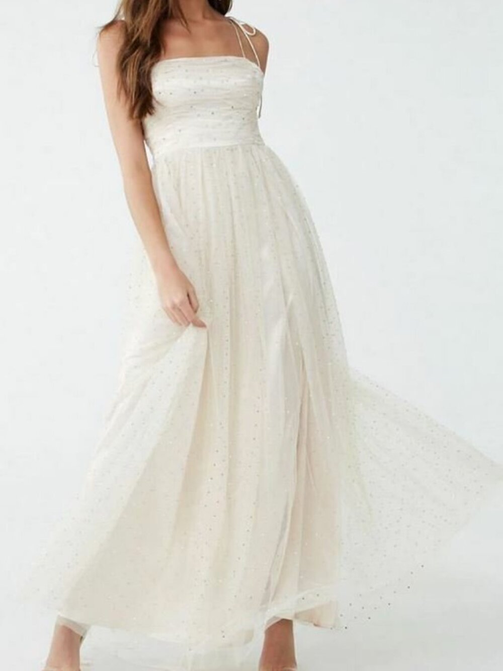 Forever 21 Nude Rhinestone Embellished Gown Medium M